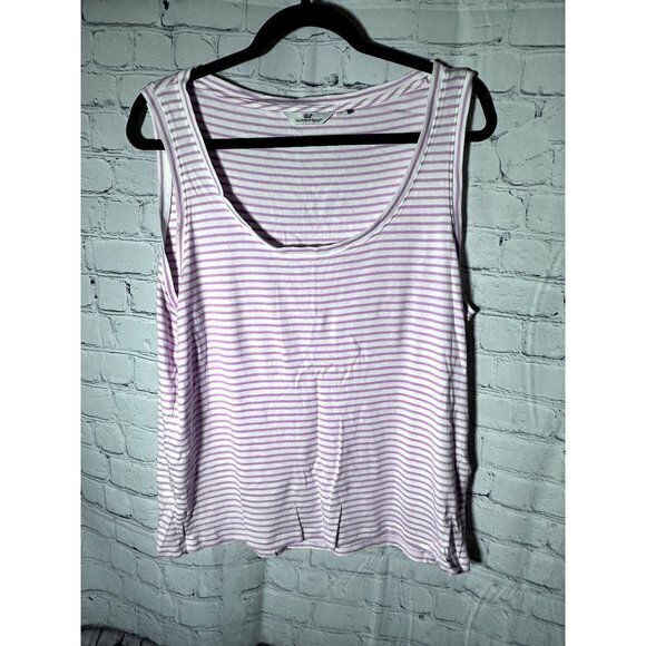 VINEYARD VINES LADIES PINK AND WHITE STRIPED TANK TOP SZ (XL) EUC AND GENTLY WOR - Picture 1 of 5